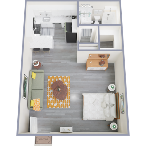 Floor plan for studio, 1 bath, 450 sqft